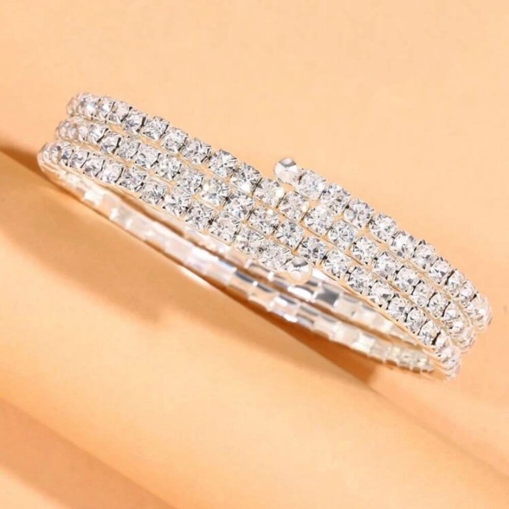 Rhinestone Arm Bracelet Armlet Body Jewelry Adjustable Arm Wrap - Picture 2 of 2